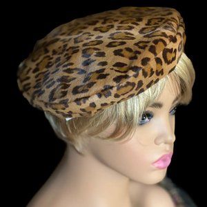 NWT Ralph Lauren Calf Hair Leather Leopard Beret Hat by Patricia Underwood